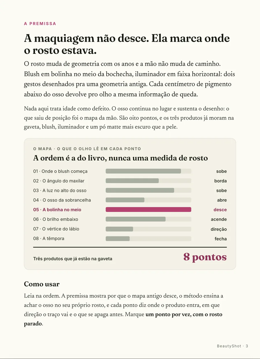 Infográfico: A premissa: a maquiagem não desce, ela marca onde o rosto estava