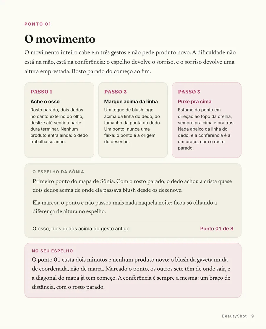 Passo a passo: O movimento em três gestos: achar o osso, marcar acima da linha do dedo e puxar pra cima